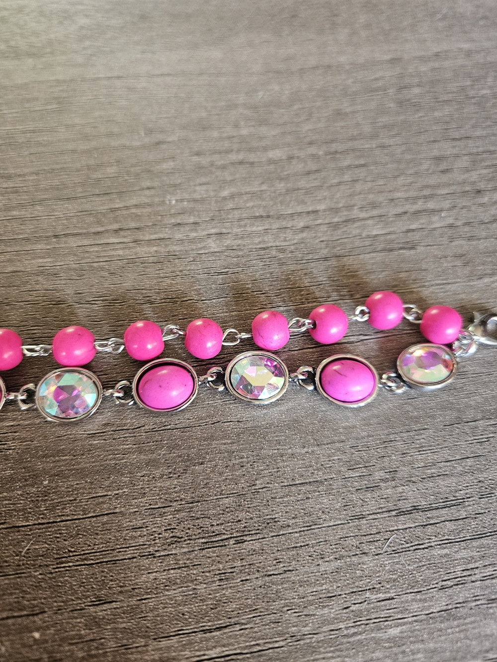 EMMA Pink Beaded Trucker Hat Chain Accessory with Iridescent Gems - Picture 4 of 4